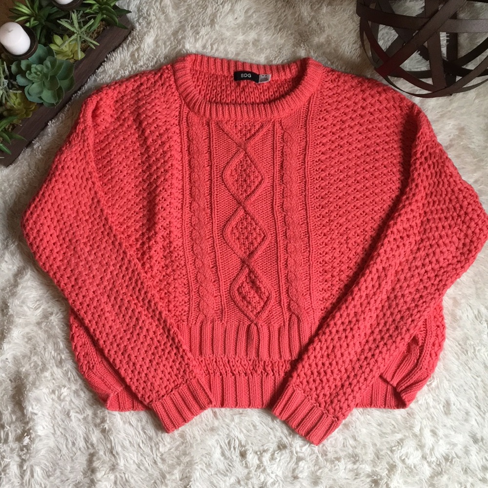 Urban Outfitters Coral Cropped Sweater